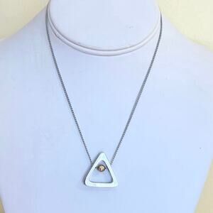 Necklace Pendant Vtg 76 "The Charlie Triangle" Revlon Charm Silver Gold Tone